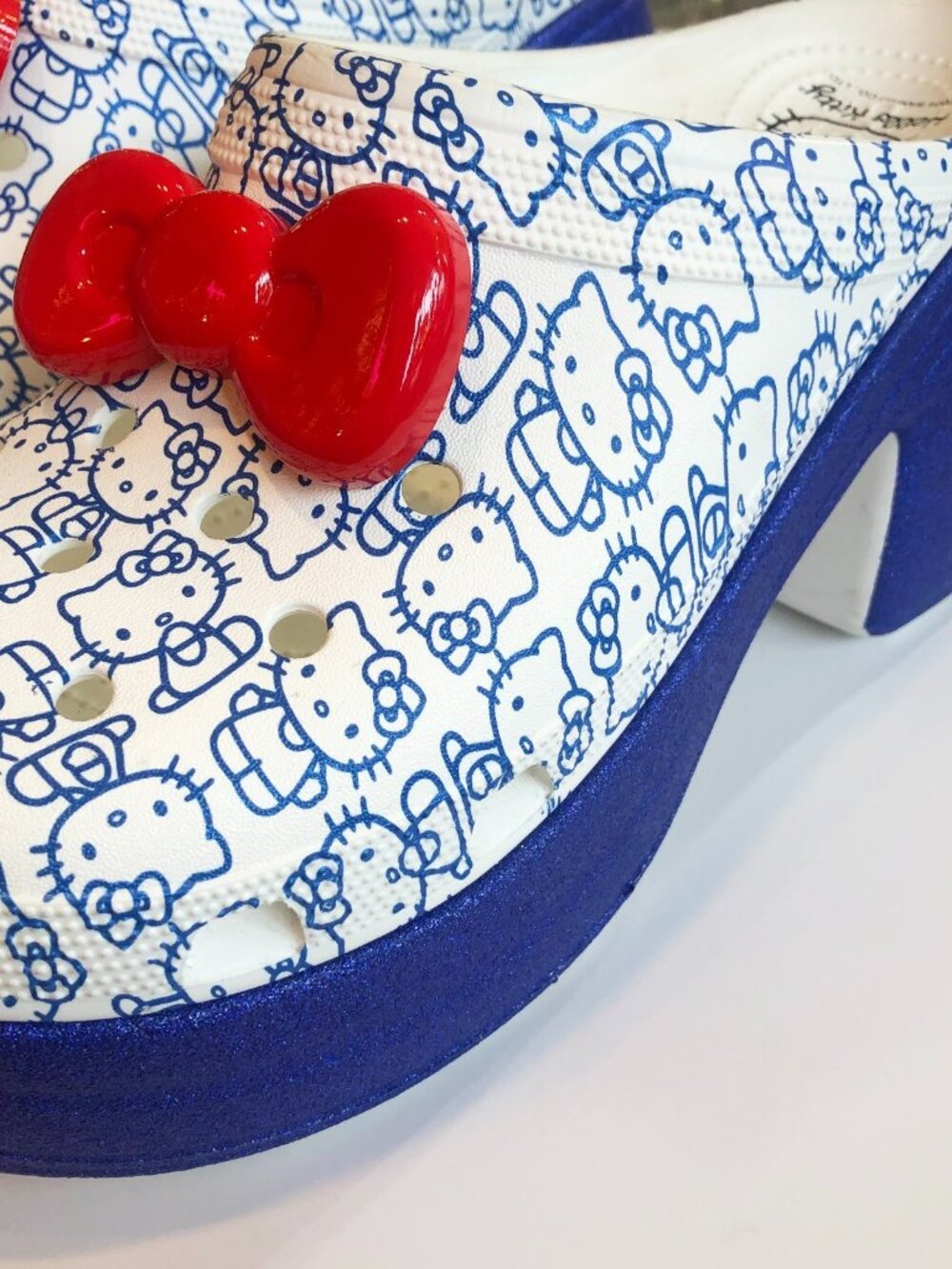 NEW! Hello Kitty Crocs Siren Glitter Heeled Platform Clog Mens 13 Womens 15